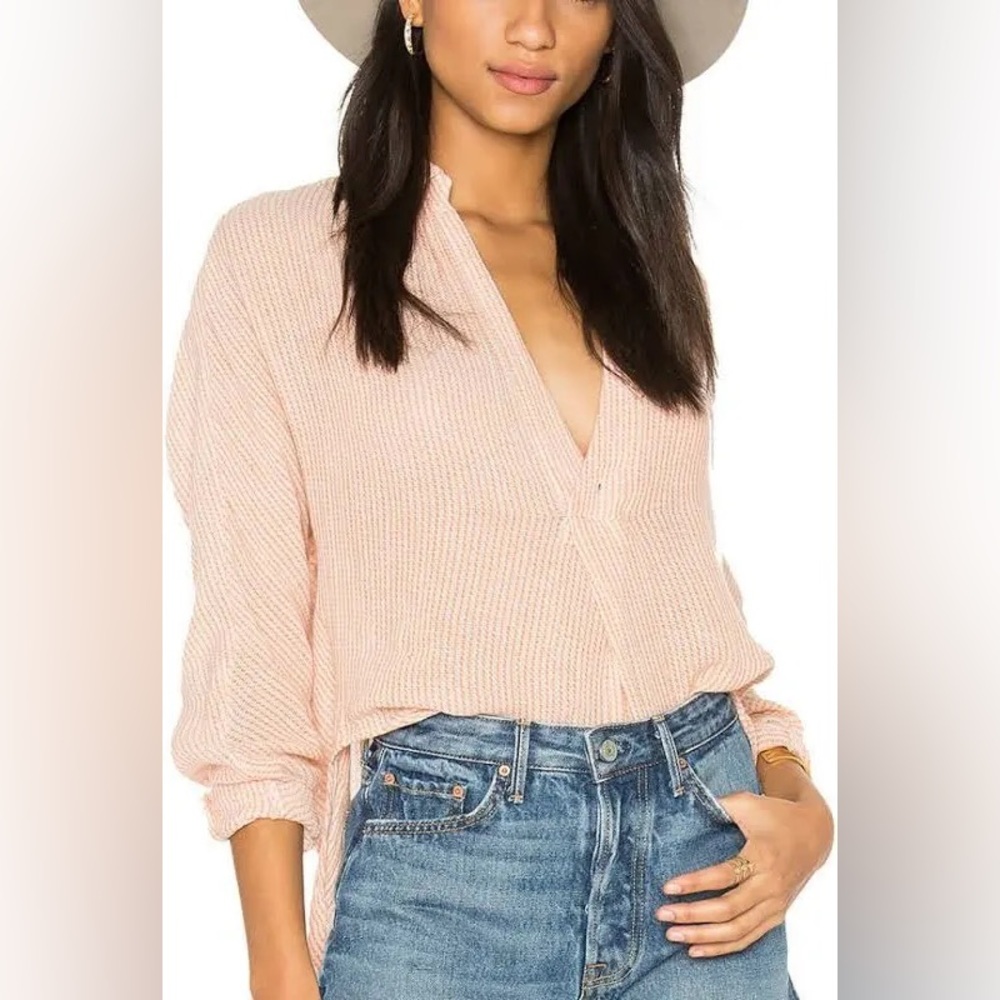Free People | Women’s Orange/Cream Striped Such Good Things Single Button Top, S